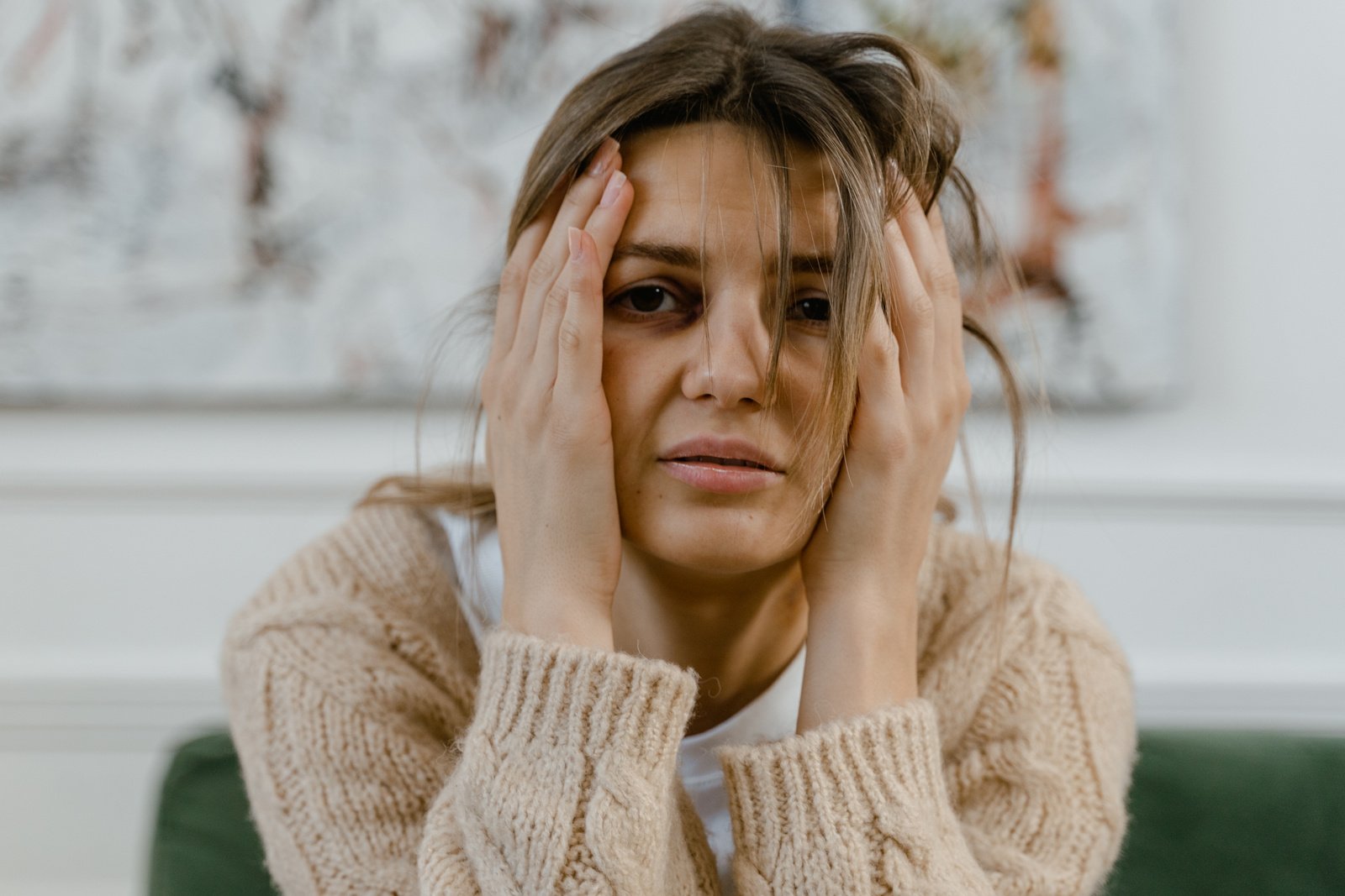 Close-Up Shot of a Sad Woman